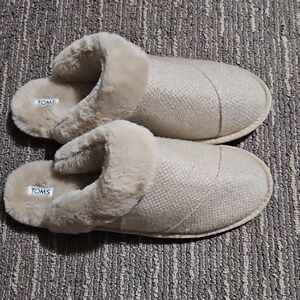 Toms Women's Sparkle Cream Faux-Fur Slip-On Slippers